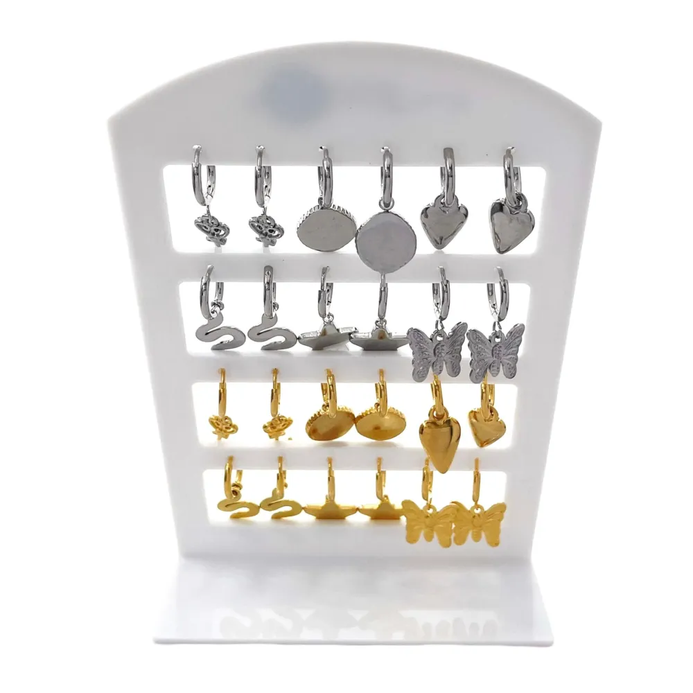 Pendenti Mix-12 Paia Orecchini in Acciaio - OPA-450-515