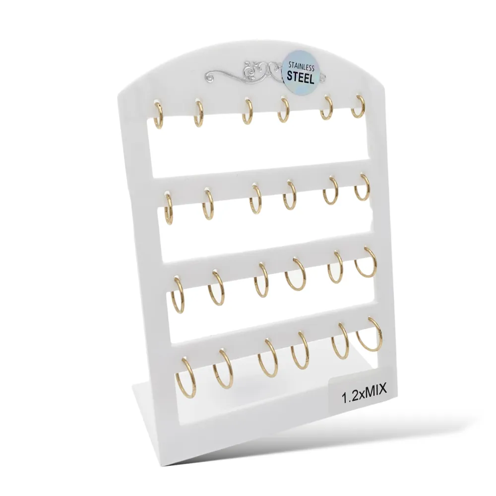 Cerchio 1.2mm Mix-12Paia Orecchini in Acciaio - OPA-450-632 1.2mm Mix