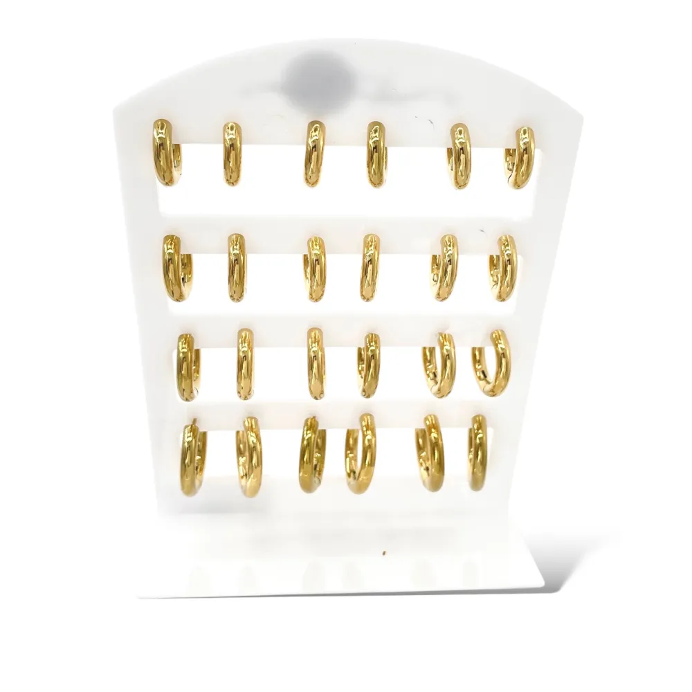 Cerchio 4mm diametro Scalare -12Paia Orecchini in Acciaio - OPA-450-690 4mmxmix