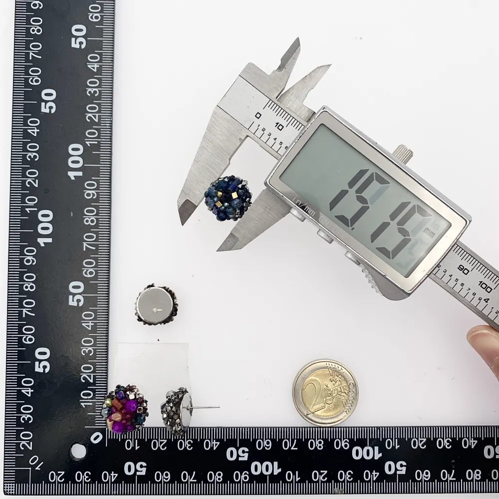 Bottone con Cristalli-36Paia Orecchini a Lobo in Acciaio - OPA-732-124