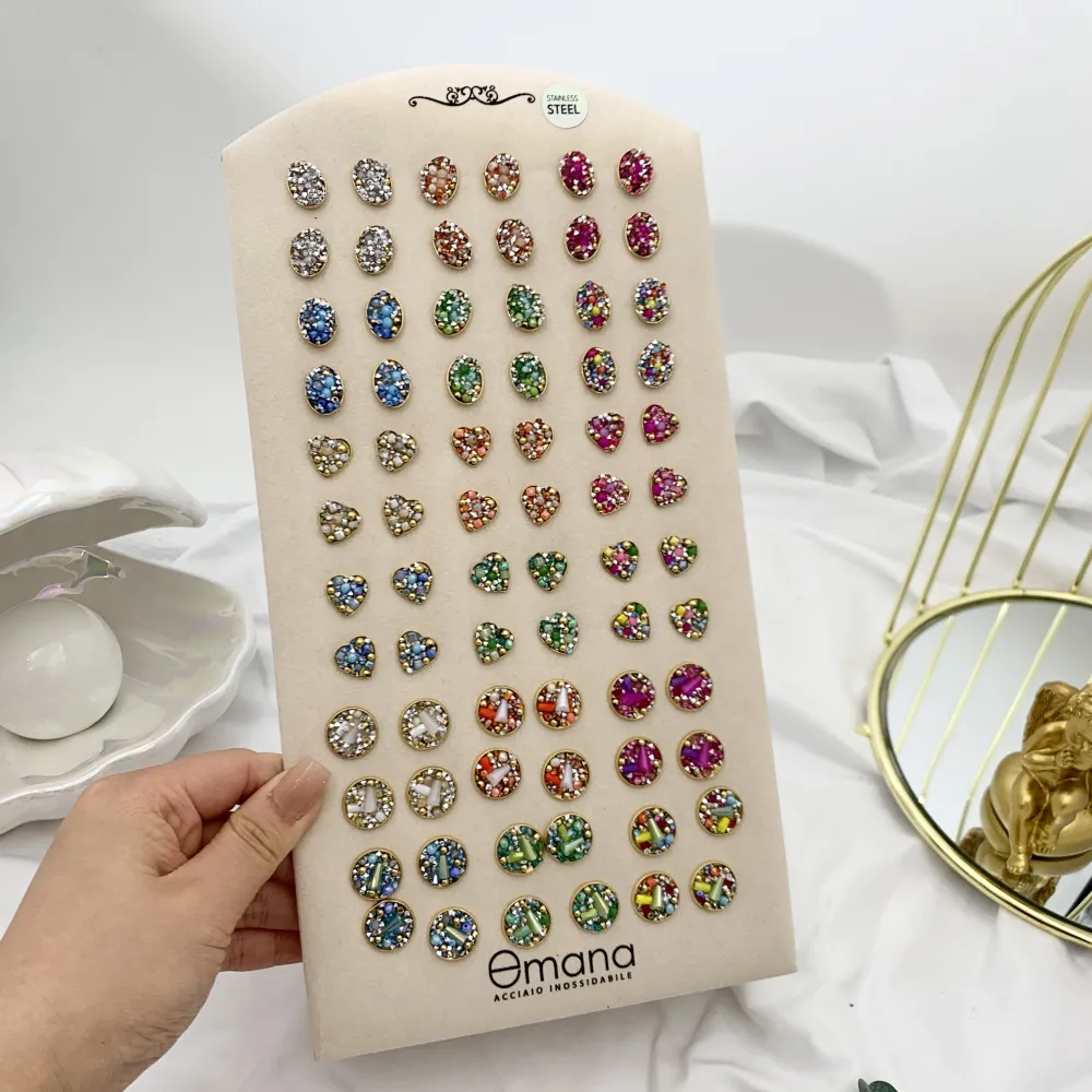 Quadrato Farfalla Quadrifoglio-36 Paia Orecchini a Lobo in Acciaio - OPA-732-230