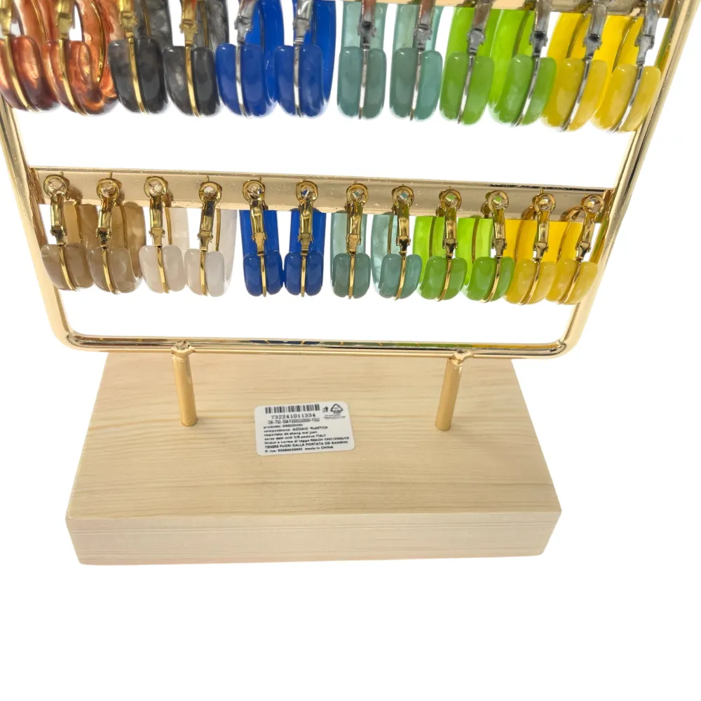 Cerchio -12Paia Orecchini in Acciaio Incluso Espositore - OPA-732-334