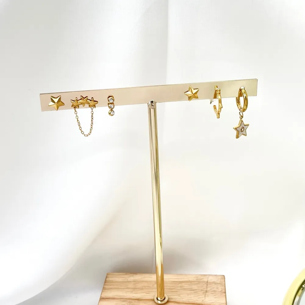 Stella-Set 6Pz Orecchini in Acciaio - OPA-736-08