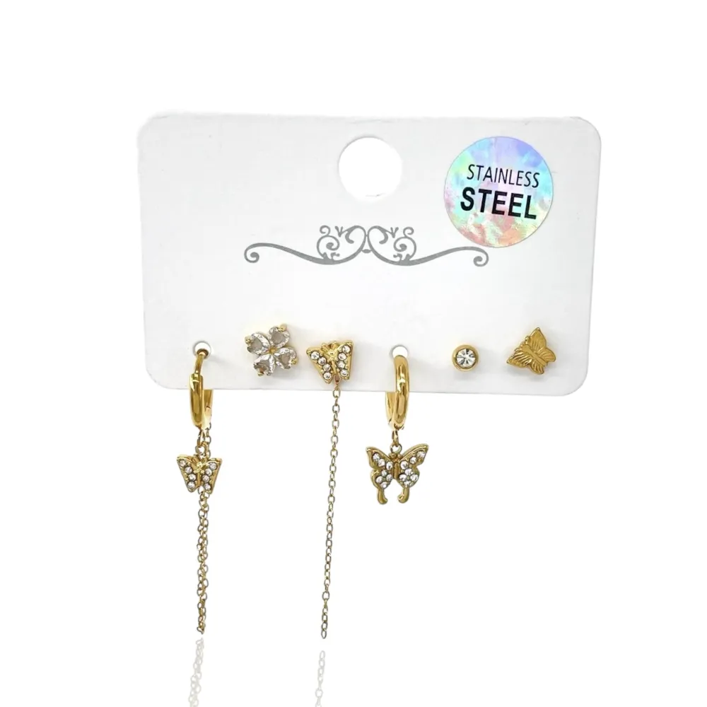 Farfalla-Set 6Pz Orecchini in Acciaio - OPA-736-09