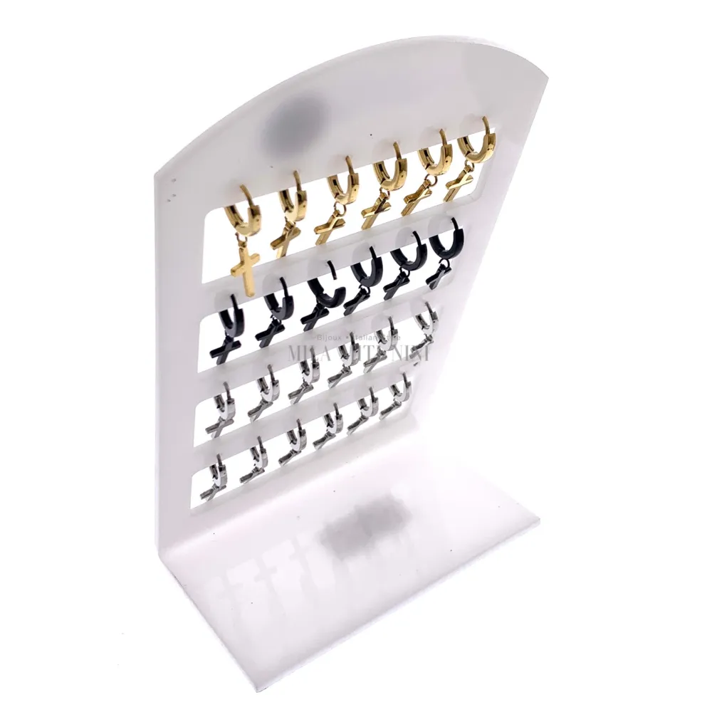 Croce con Strass-Orecchini Cerchio 2x9 in Acciaio - OPAA-450-336 2x9mm