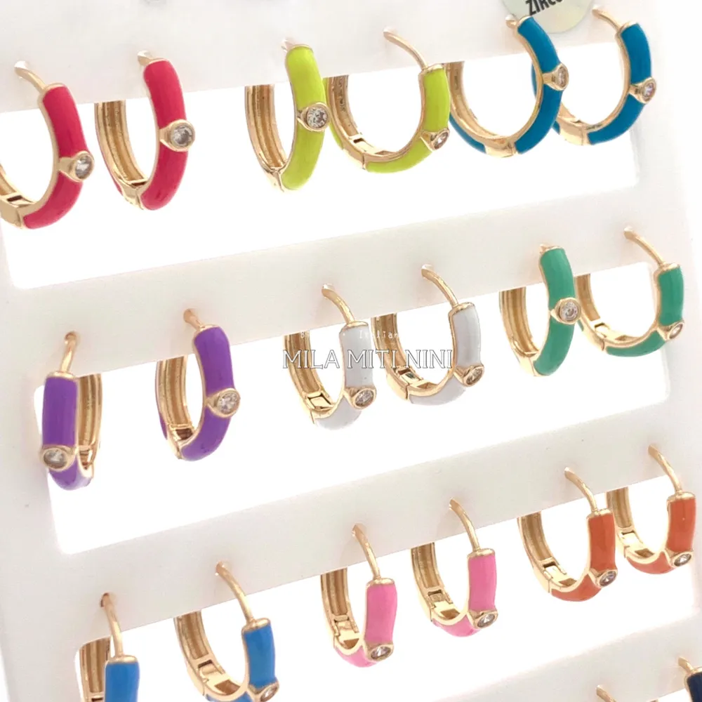 OPM109-30-Cerchio con P.luce-12 Paia Orecchini in Acciaio - OPM109-30-Cerchio con P.luce-12 Paia Orecchini