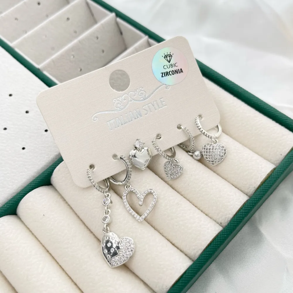 Cuore-Set 6Pz Orecchini con Zirconia - OPM-109-L28