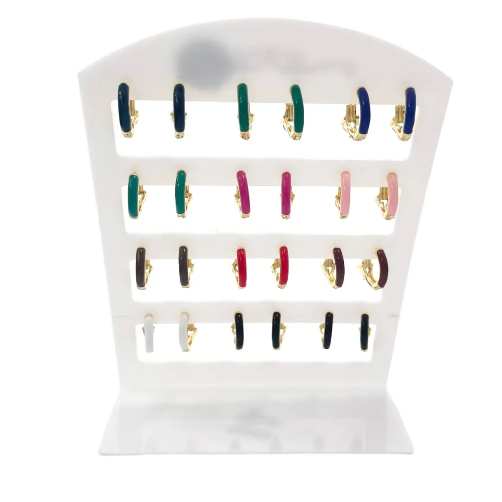 Cerchio Colorato con Strass-12 Paia Orecchini con Zirconia - OPM-426-56A