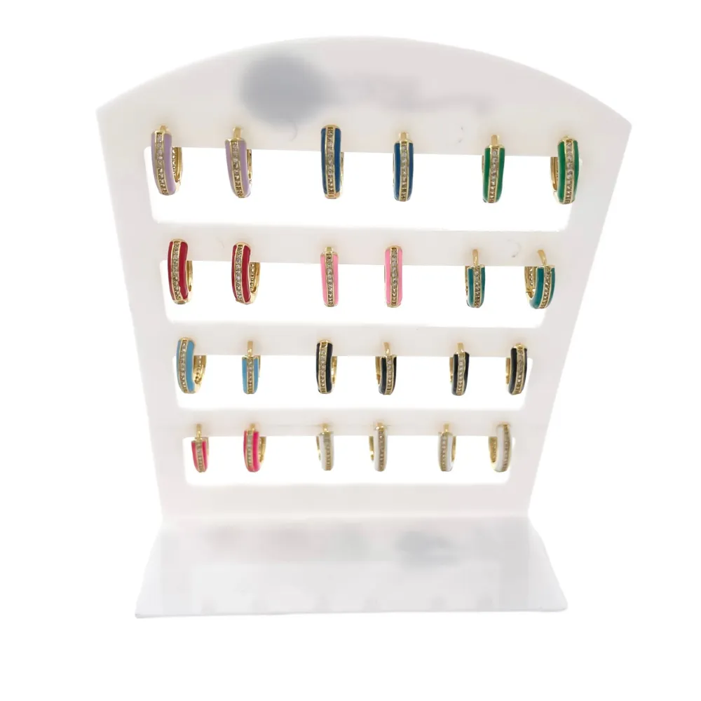 Cerchio Colorato con Strass-12 Paia Orecchini con Zirconia - OPM-426-56A