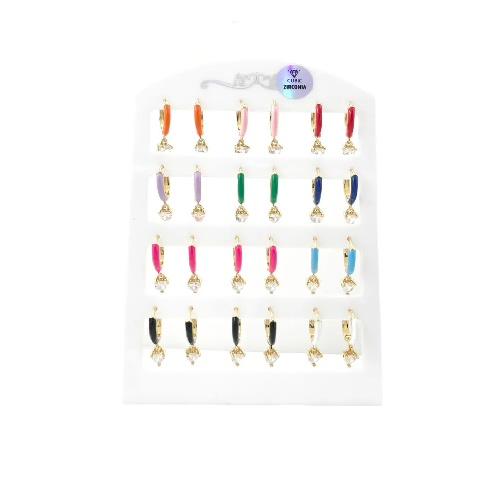 Cuore Smaltato Pendente-12 Paia Orecchini con Zirconia - OPM-426-80