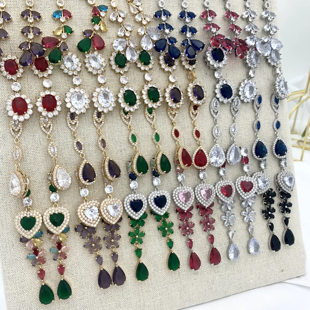 Mix Modelli Colorato-36Paia Orecchini Pendenti con Zirconia - OPM-506-244