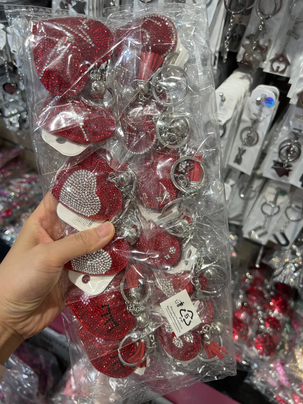 Mix Cuore Rosso-Portachiavi Similpelle e Strass - PKM-146-164