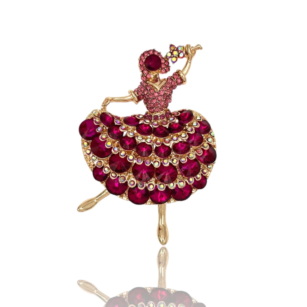 Ballerina-Spilla in Metallo e Strass - SPM-312-369