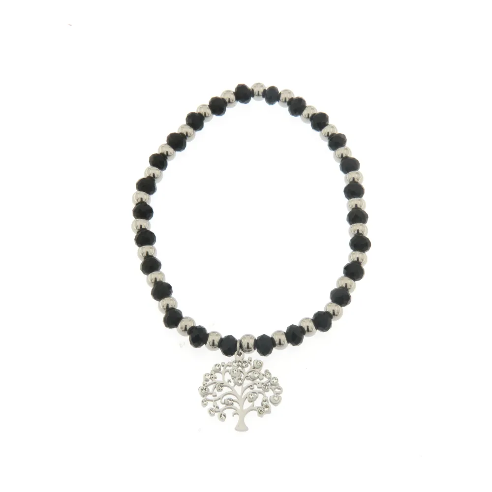 Albero della Vita - Bracciale Elastico Acciaio_Nero_1