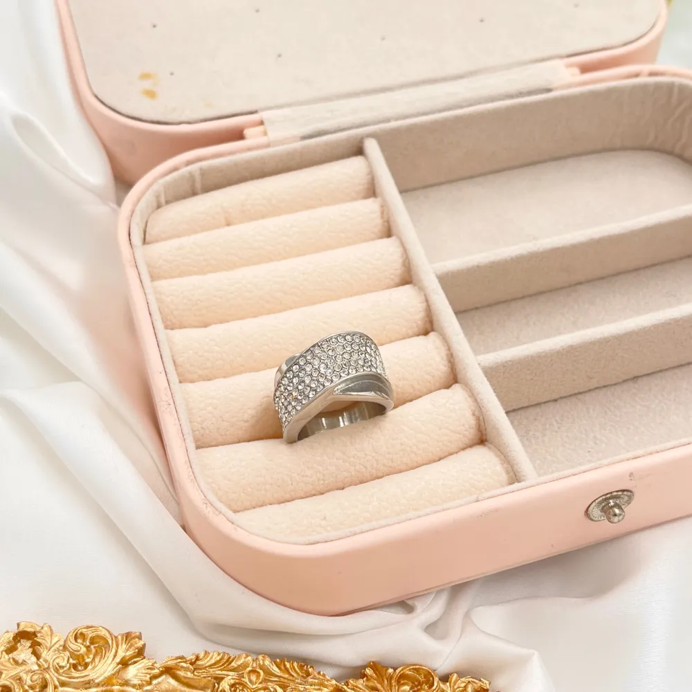 Onda con Strass-Anello in Acciaio con Misura - AAM-103-AA2011R