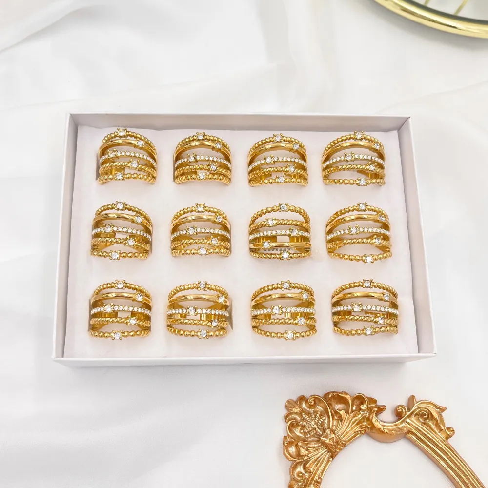 Multifilo con Punto Luce-Anello in Acciaio con Misura - AAM-103-AA2994R