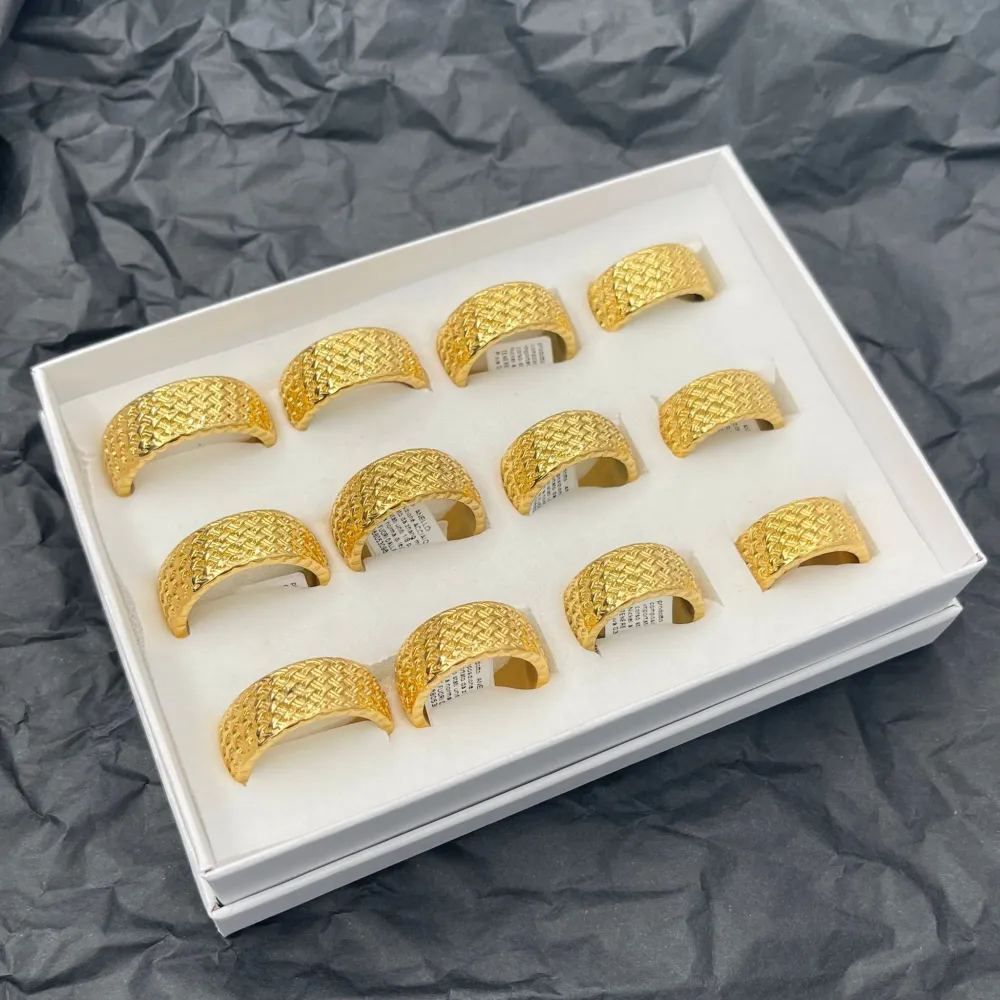 Fede con Intrecciato-Anello in Acciaio con Misure - AAM-423-52