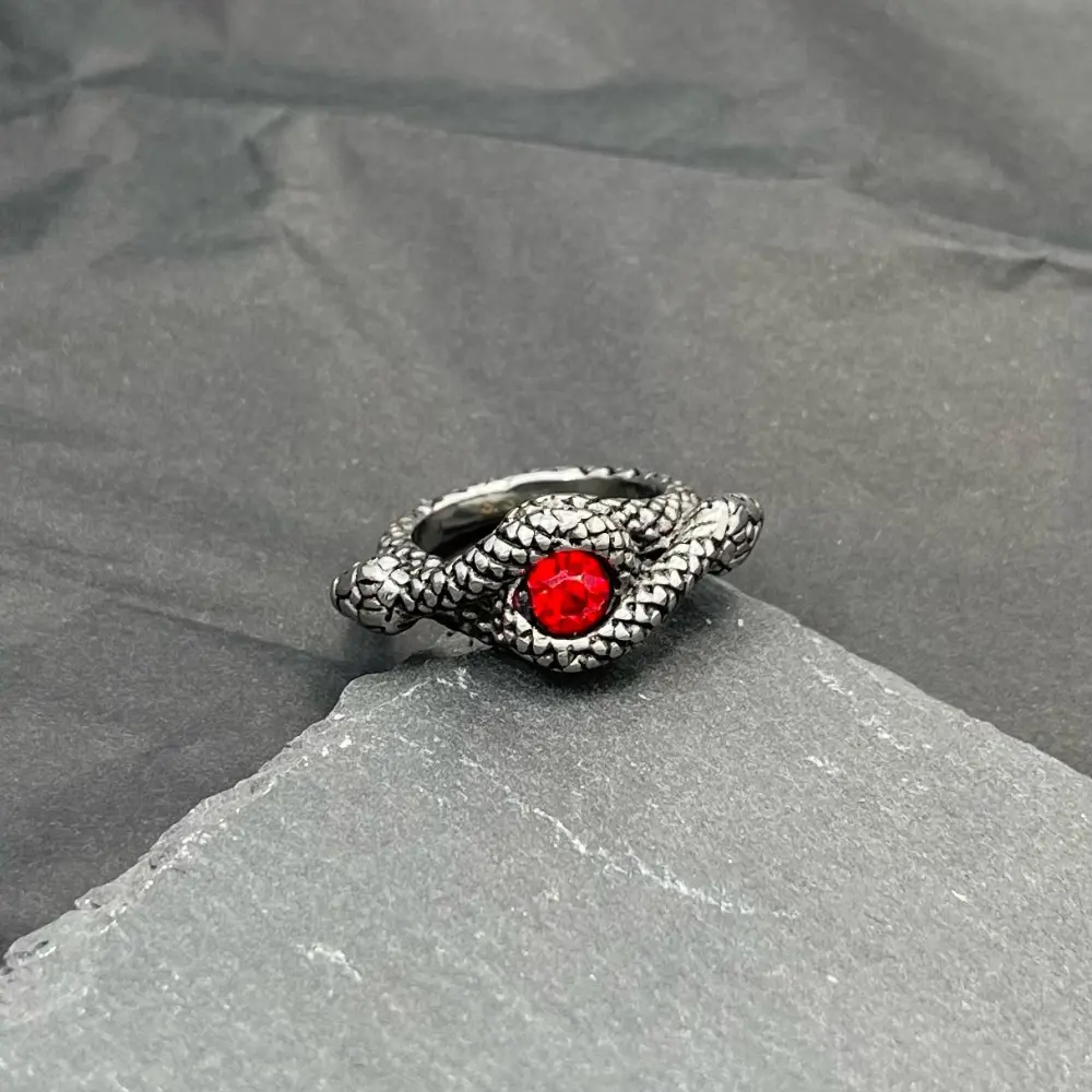 Serpente con Pietra-Anello in Acciaio con Misure - AAM-518-225