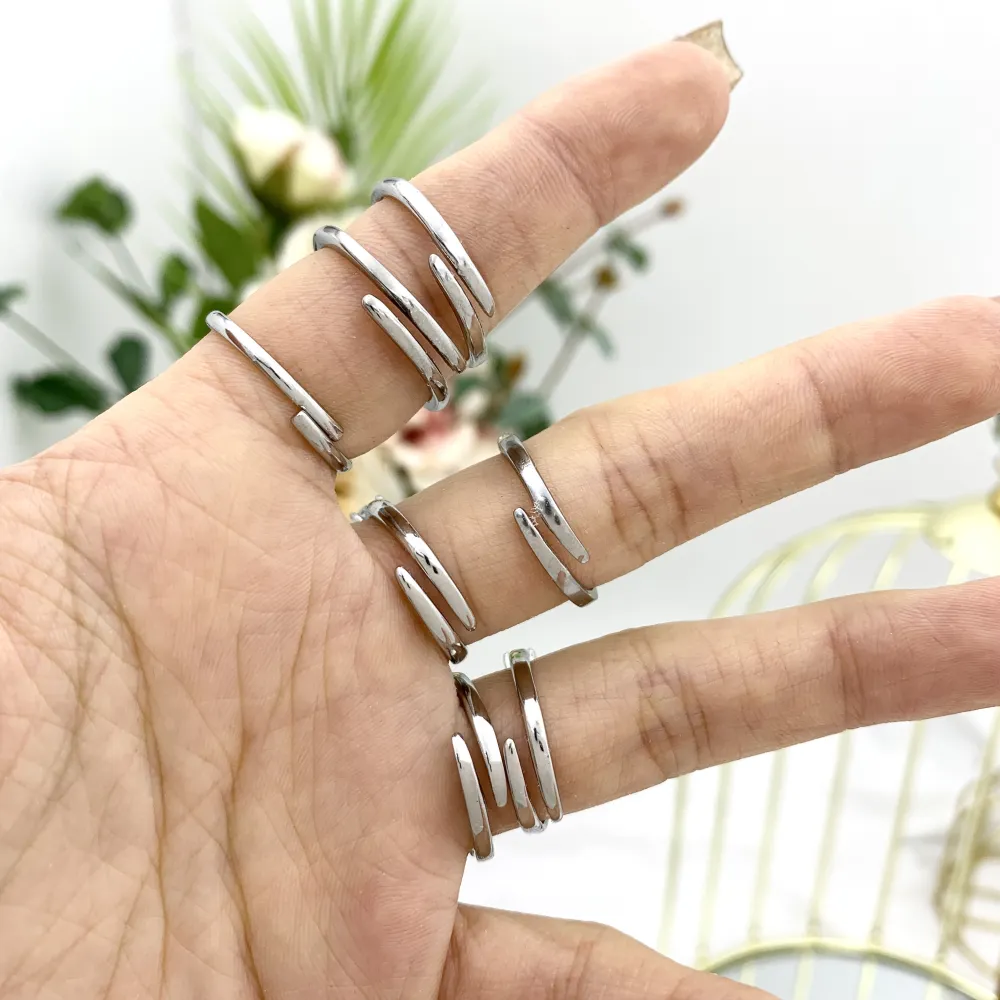 Mix Anelli Basici con Zirconia-36pz Anelli Regolabili in Acciaio - AAR-103-AA01R