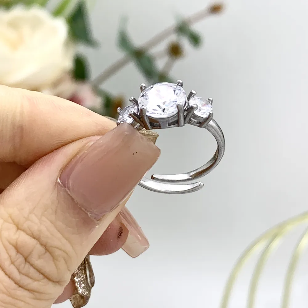 Mix Anelli Basici con Zirconia-36pz Anelli Regolabili in Acciaio - AAR-103-AA01R