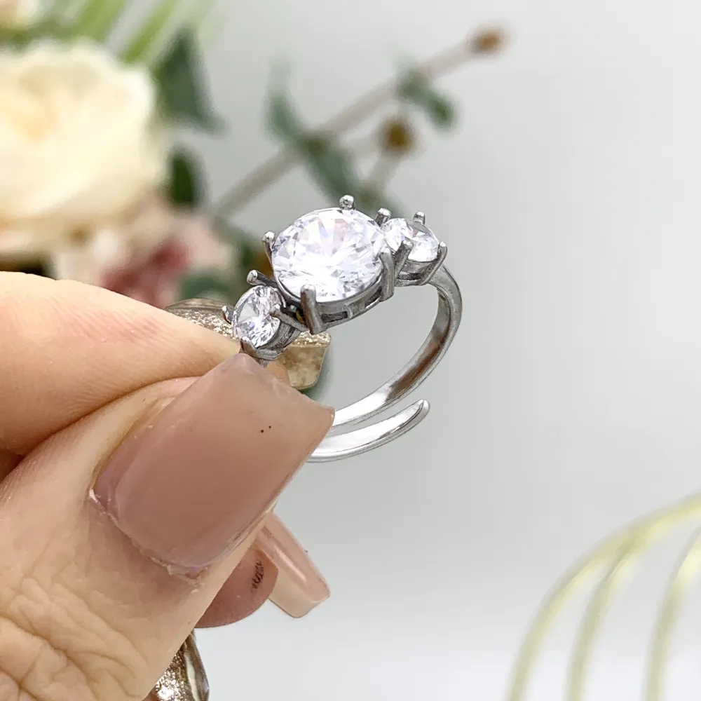 Mix Anelli Basici con Zirconia-36pz Anelli Regolabili in Acciaio - AAR-103-AA01R