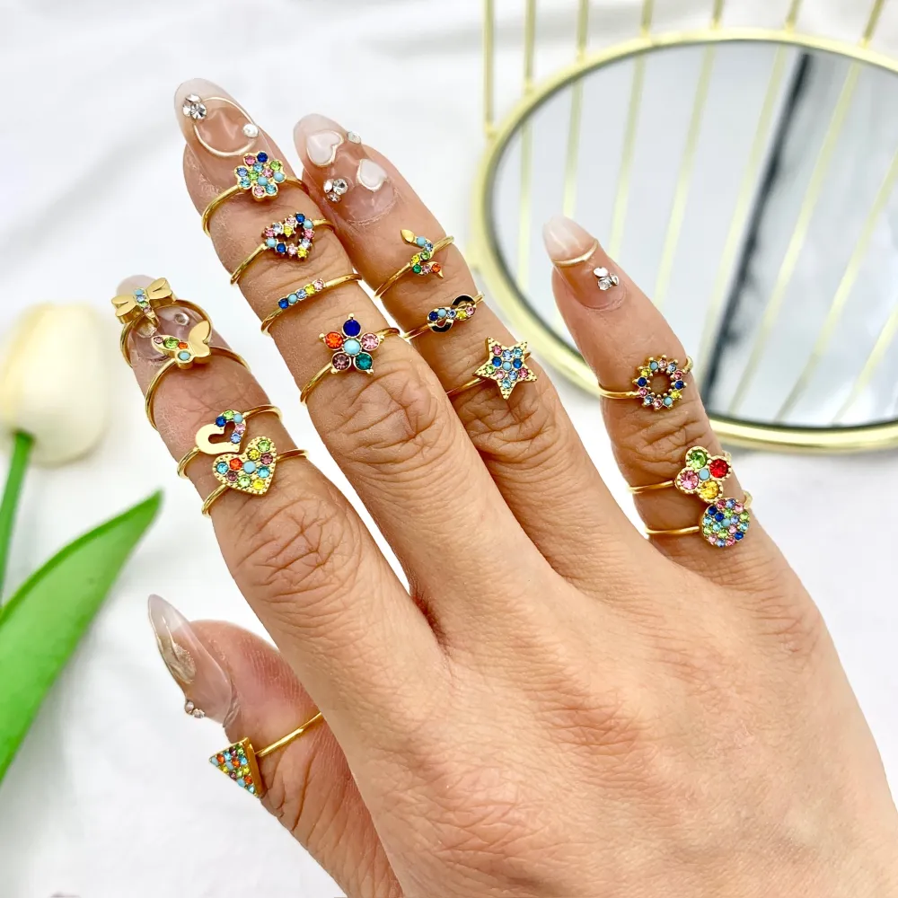 Mix Con Zirconia da Farange-60pz Anelli da Farange/Mignolo in A - AAR-103-AA1501-1515R