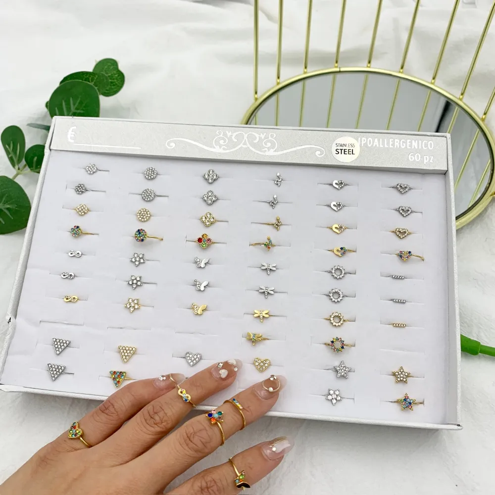 Mix Con Zirconia da Farange-60pz Anelli da Farange/Mignolo in A - AAR-103-AA1501-1515R