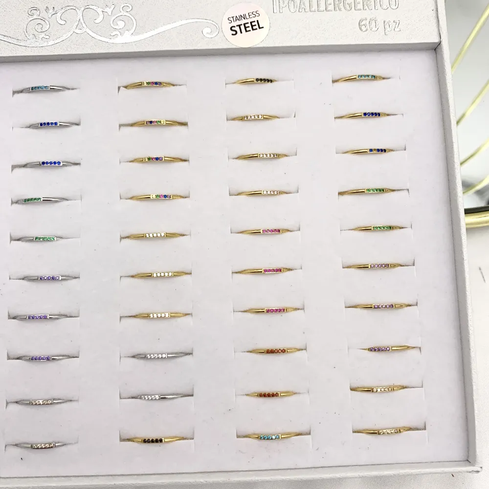 Punto Luce Zirconia-60Pz Anelli Regolabili in Acciaio - AAR-103-AA2488R