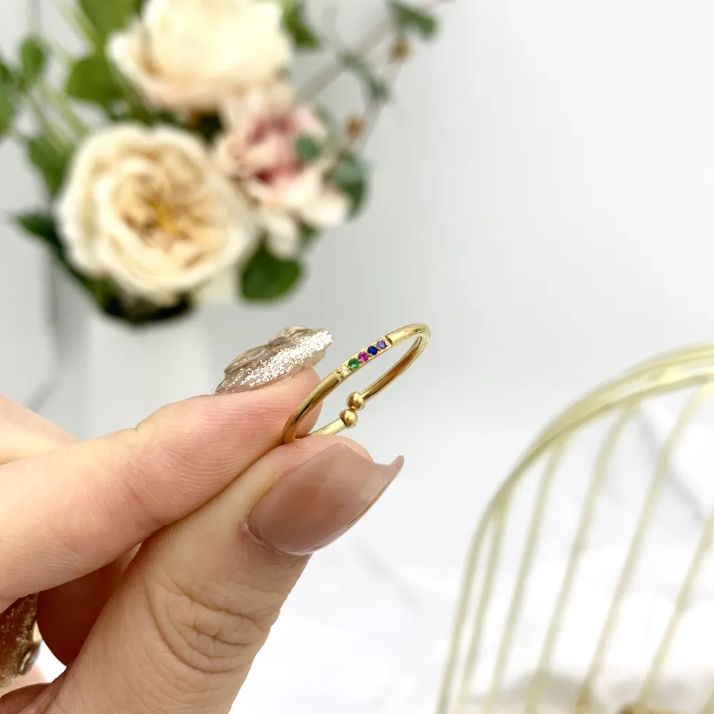 Cinque Punti Luci Zirconia-60Pz Anelli Regolabili in Acciaio - AAR-103-AA2489R