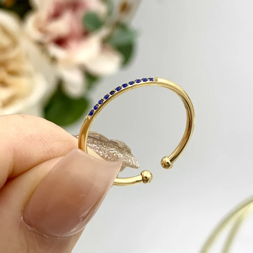 Mezza Fila Zirconia-36Pz Anelli Regolabili in Acciaio - AAR-103-AA2490