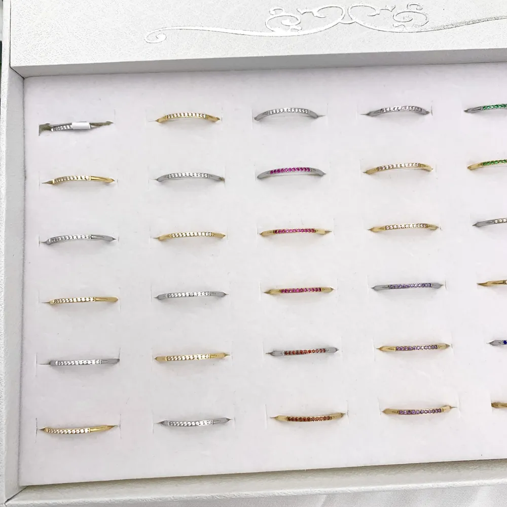 Mezza Fila Zirconia-36Pz Anelli Regolabili in Acciaio - AAR-103-AA2490