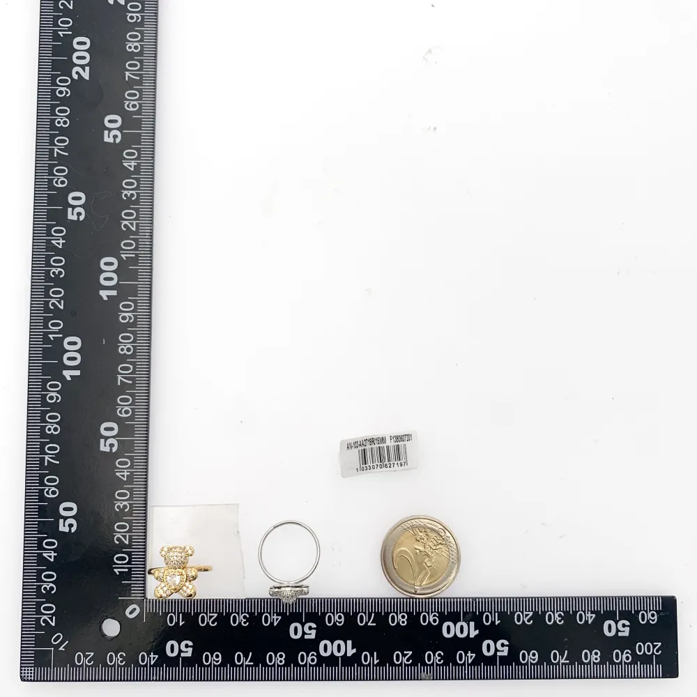 Orsetto Grande con Zirconia-12pz Anelli Regolabili in Acciaio - AAR-103-AA2719R 15mm