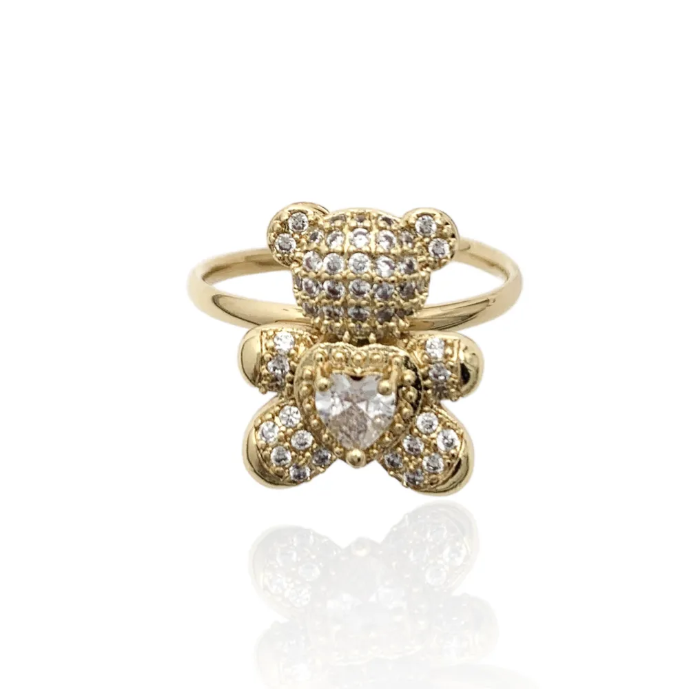 Orsetto Grande con Zirconia-12pz Anelli Regolabili in Acciaio - AAR-103-AA2719R 15mm