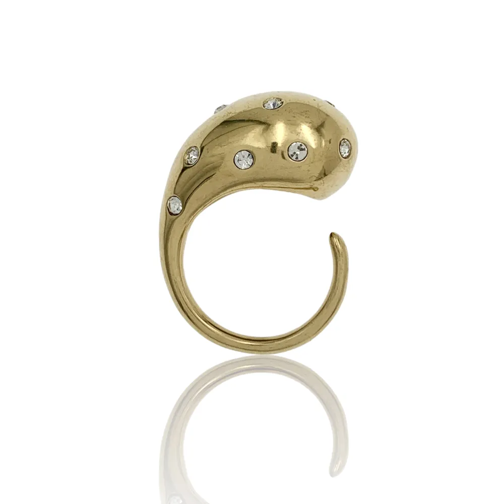 Goccia con Punti Luci-Anello Regolabile in Acciaio - AAR-103-AA3314R