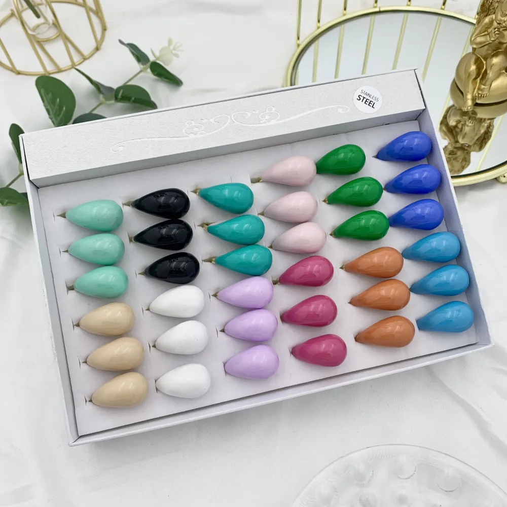 Goccia Smaltata-36pz Anelli Regolabili in Acciaio - AAR-103-AA3317R 36p