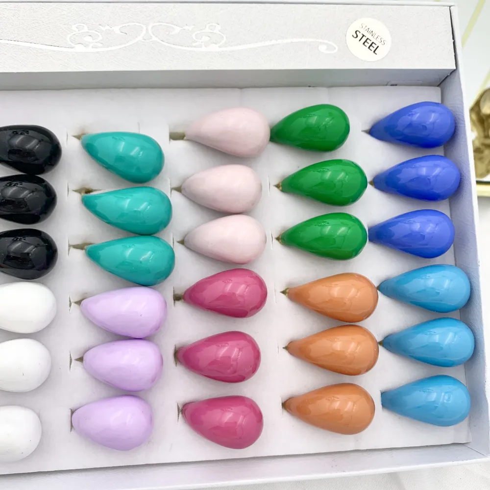 Goccia Smaltata-36pz Anelli Regolabili in Acciaio - AAR-103-AA3317R 36p