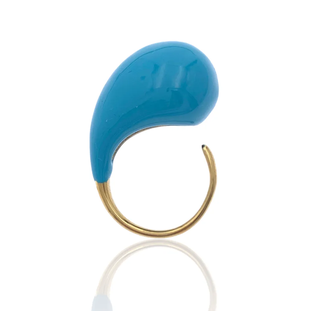 Goccia Colorato-Anello Regolabile in Acciaio - AAR-103-AA3317R