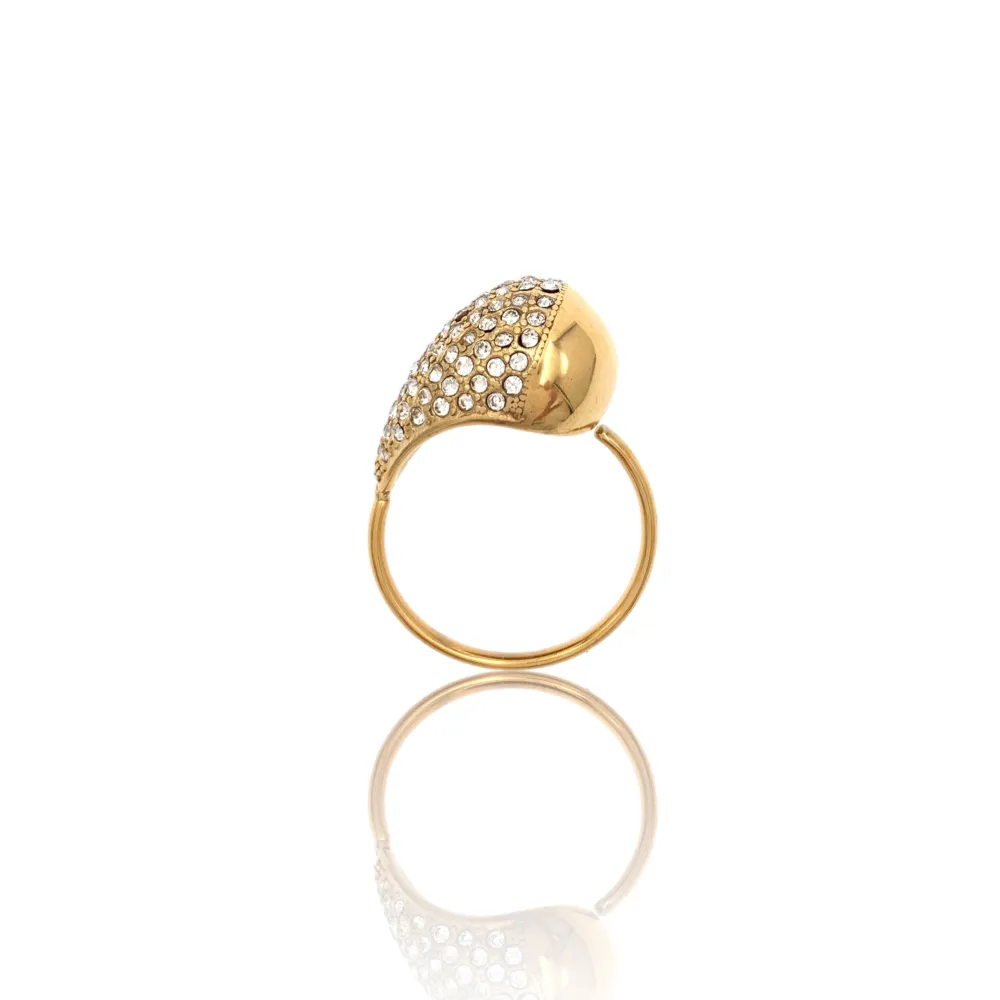 Goccia con Strass-Anello Regolabile in Acciaio - AAR-103-AA4026R