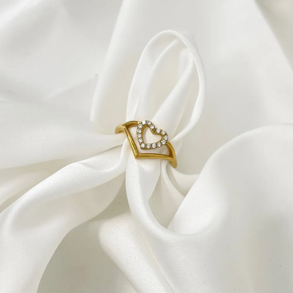 Cuore Vuoto  -Anello Regolabile in Acciaio - AAR-103-AA4244R