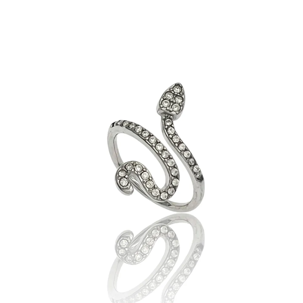 Serpente con Zirconia -Anello Regolabile in Acciaio - AAR-103-AA4478R