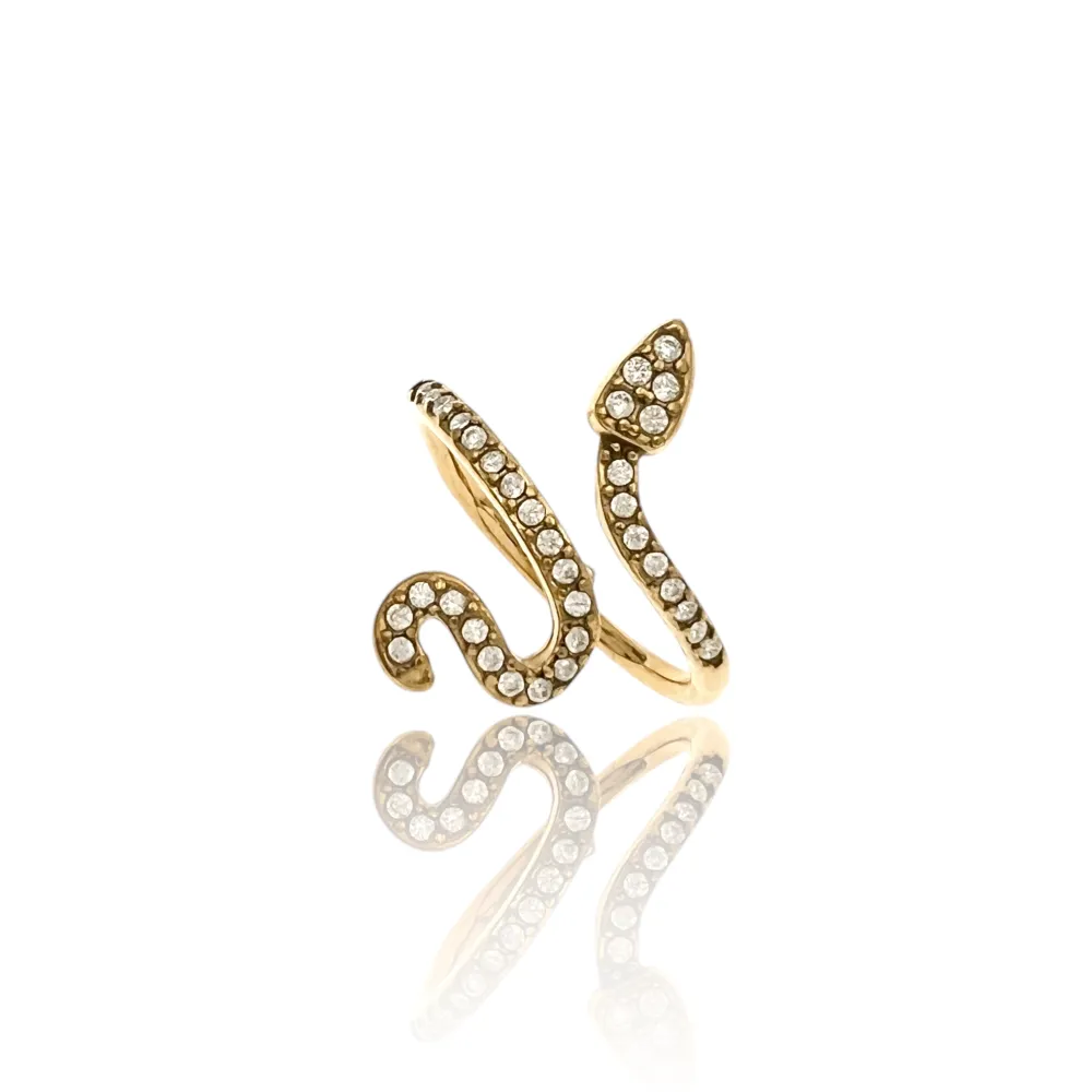 Serpente con Zirconia -Anello Regolabile in Acciaio - AAR-103-AA4478R