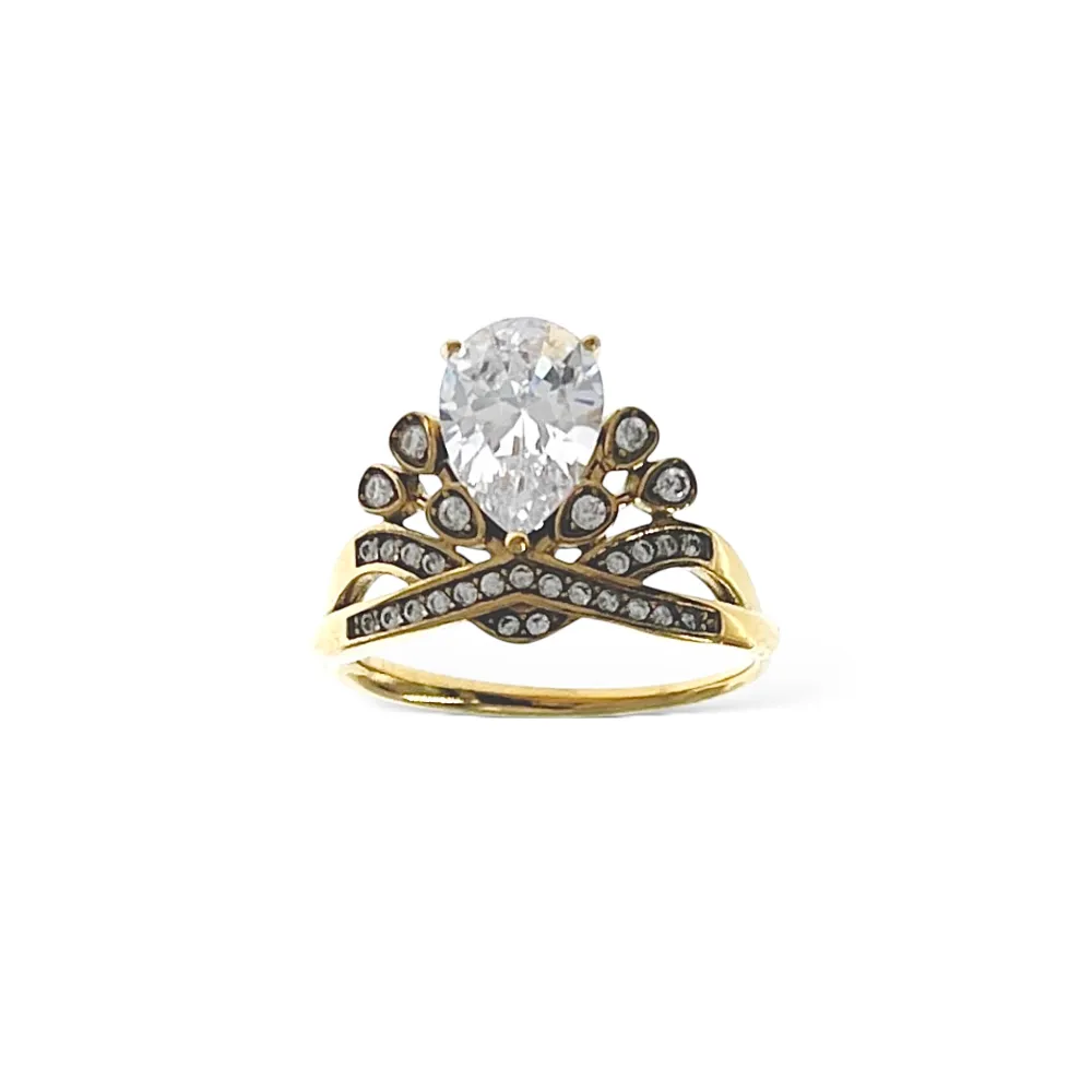 Corona  -Anello Regolabile in Acciaio - AAR-103-AA5177R