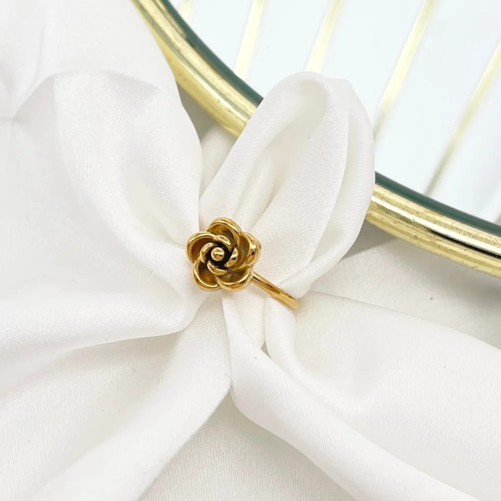 Fiore Rosa  -Anello Regolabile in Acciaio - AAR-103-AA5316R