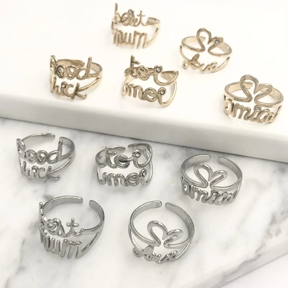 Scritte -36pz mix anelli regolabili in Acciaio - AAR104-A103