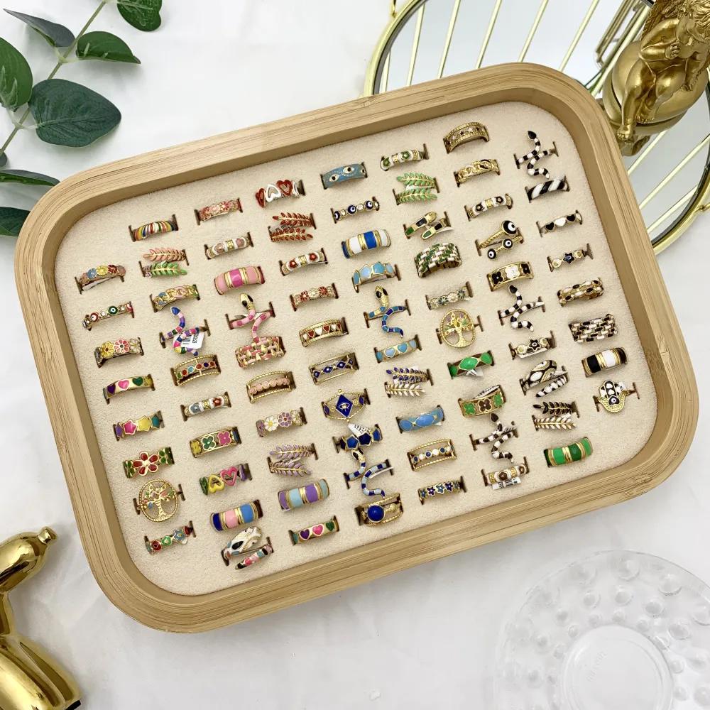 Mix Modelli Smaltati-76pz Anelli Regolabili in Acciaio - AAR-105-172