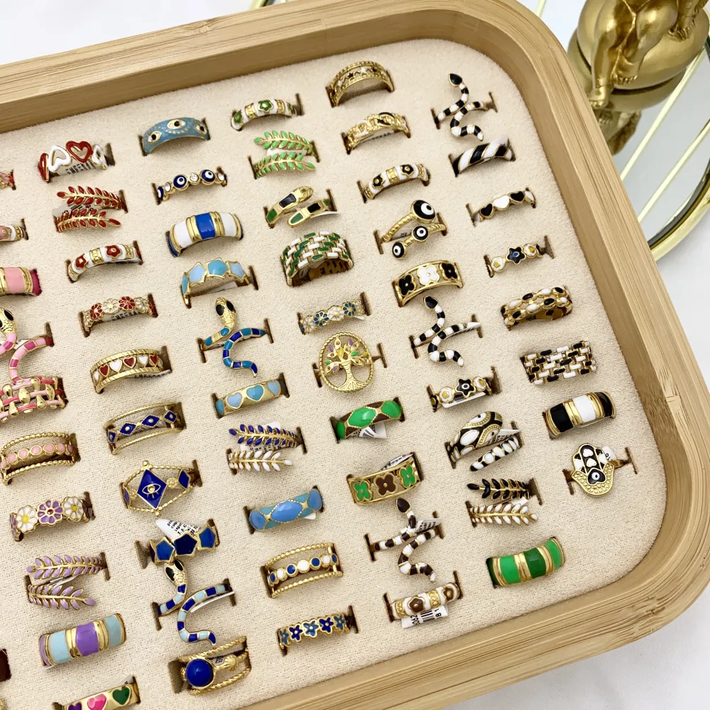 Mix Modelli Smaltati-76pz Anelli Regolabili in Acciaio - AAR-105-172