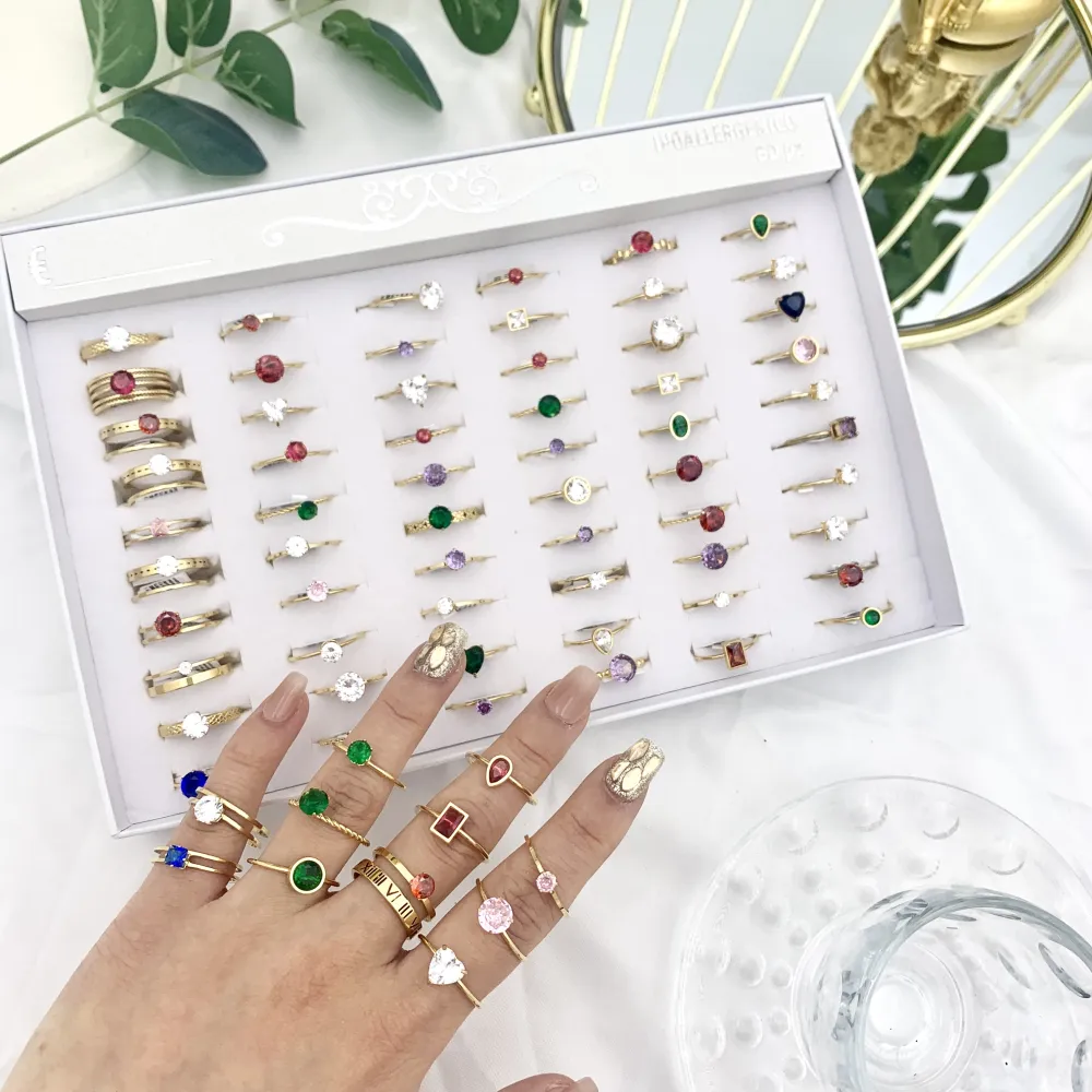 Mix con Punto Luce-60Pz Anelli Regolabili in Acciaio - AAR-105-178