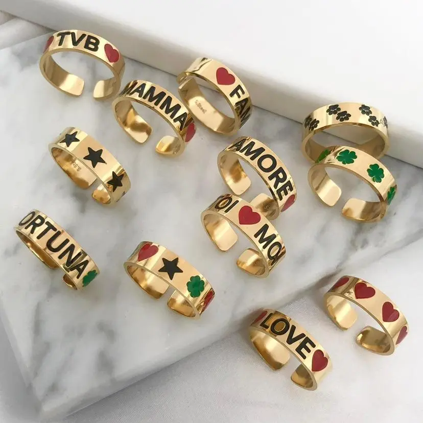 Scritte Smaltate-36Pz Anelli in Acciaio Regolabili - AAR413-736