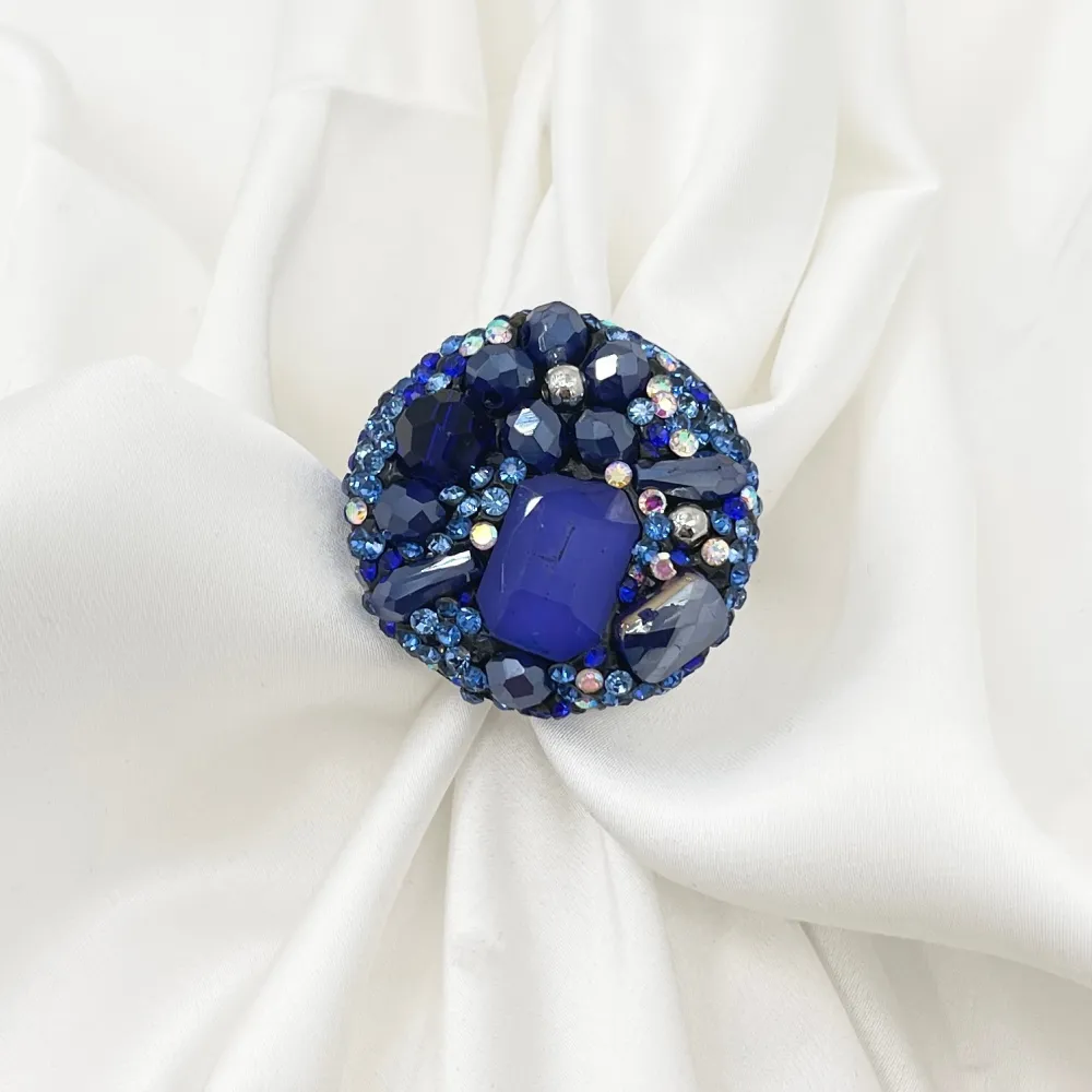 Tondo con Pietrine -Anello Regolabile in Acciaio - AAR-732-341