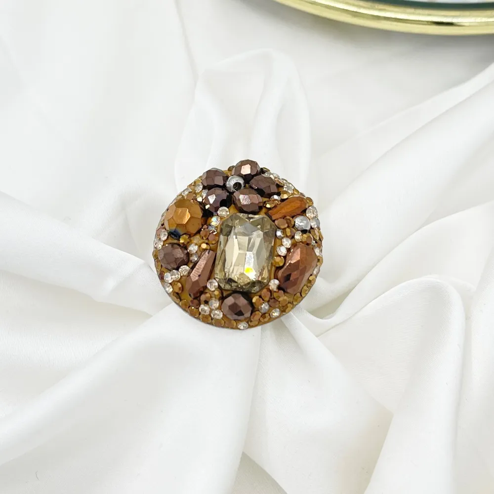 Tondo con Pietrine -Anello Regolabile in Acciaio - AAR-732-341